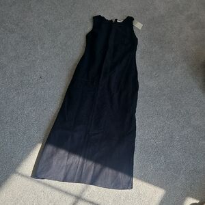 Abercrombie & Fitch Linen Black Sleeveless Maxi Dress